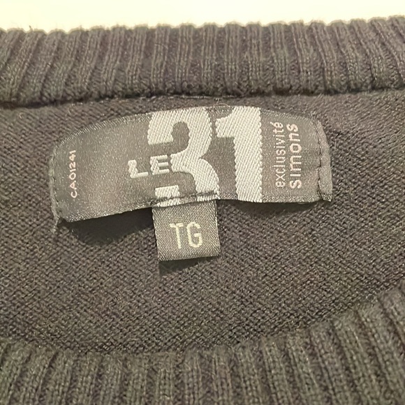 (2/$40) Le 31 Men’s Black Long Sleeve Sweater XL - Picture 3 of 9